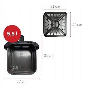 FRYTKOWNICA PODWÓJNA PIONOWA BEZTŁUSZCZOWA AIR FRYER 2800W 11L XXL WEBBER 19