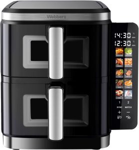 FRYTKOWNICA PODWÓJNA PIONOWA BEZTŁUSZCZOWA AIR FRYER 2800W 11L XXL WEBBER 2
