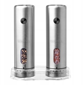 MŁYNEK DO PIEPRZU I SOLI ELEKTRYCZNY AKUMULATOROWY USB 2 SZT INOX WEBBER 3