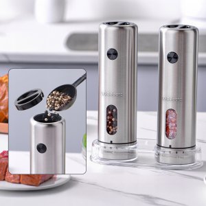 MŁYNEK DO PIEPRZU I SOLI ELEKTRYCZNY AKUMULATOROWY USB 2 SZT INOX WEBBER 4