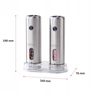 MŁYNEK DO PIEPRZU I SOLI ELEKTRYCZNY AKUMULATOROWY USB 2 SZT INOX WEBBER 5