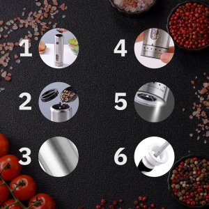 MŁYNEK DO PIEPRZU I SOLI ELEKTRYCZNY AKUMULATOROWY USB 2 SZT INOX WEBBER 7