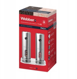 MŁYNEK DO PIEPRZU I SOLI ELEKTRYCZNY AKUMULATOROWY USB 2 SZT INOX WEBBER 9