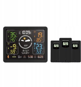 STACJA POGODOWA Z DCF METEO SP301 POGODYNKA HIGROMETR BAROMETR 3 CZUJNIKI 2