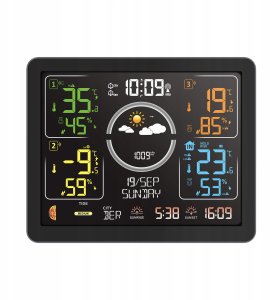 STACJA POGODOWA Z DCF METEO SP301 POGODYNKA HIGROMETR BAROMETR 3 CZUJNIKI 4