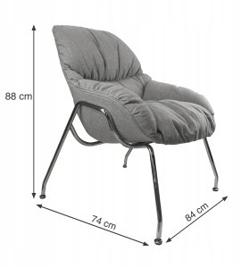 Fotel tapicerowany PIKOWANY szary NUVOLA 9