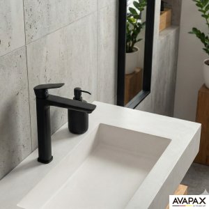 Bateria umywalkowa stojąca wysoka - nablatowa , Kolor: czarny 7