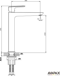 Bateria umywalkowa stojąca wysoka - nablatowa , Kolor: czarny 8