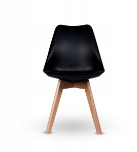 Krzesło Nowoczesne Wygodne DREWNIANE NOGI Czarne 2