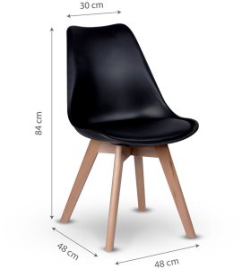 Krzesło Nowoczesne Wygodne DREWNIANE NOGI Czarne 7