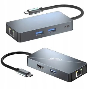HUB USB-C 3*USB-A + USB-C PowerDelivery + RJ45 + HDMI 2