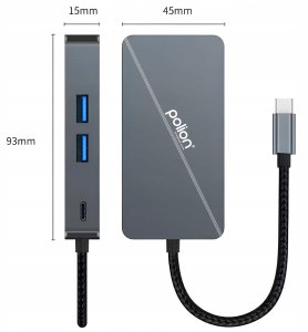 HUB USB-C 3*USB-A + USB-C PowerDelivery + RJ45 + HDMI 3