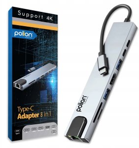 HUB USB-C 2*USB-A + 2*USB-C + RJ45 + HDMI + SD/TF 2