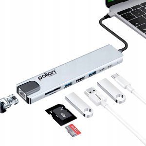 HUB USB-C 2*USB-A + 2*USB-C + RJ45 + HDMI + SD/TF 3
