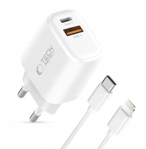 Ładowarka Tech-Protect NCA45W-GAN 2-PORT NETWORK CHARGER PD 45W / QC3.0 + LIGHTNING CABLE WHITE 3