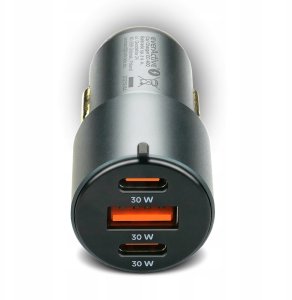 Ładowarka samochodowa 1 x USB QC3.0, 2x USB-C PD 60W czarna 3