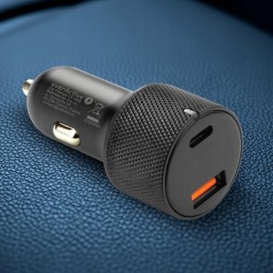 Ładowarka samochodowa 1x USB QC3.0, 1 x USB-C PD 75W czarna 10