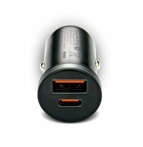 Ładowarka samochodowa 1 x USB QC3.0, 1 x USB-C PD 35W czarna 2