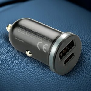 Ładowarka samochodowa 1 x USB QC3.0, 1 x USB-C PD 35W czarna 10