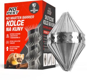 Nierdzewne Stalowe Kolce na Kuny Łasice Lisy do Odstraszania Kun na Rynny Rury Słupy Drzewa "No Marten Barrier" 3