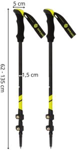 Kije trekkingowe z regulacją długości, składane kijki do chodzenia, nordic walking z trzema nakładkami UNIWERSALNY 26