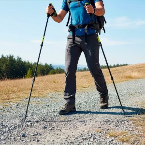 Kije trekkingowe z regulacją długości, składane kijki do chodzenia, nordic walking z trzema nakładkami UNIWERSALNY 4