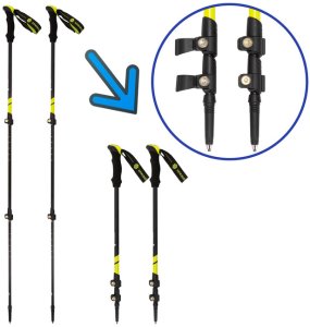 Kije trekkingowe z regulacją długości, składane kijki do chodzenia, nordic walking z trzema nakładkami UNIWERSALNY 10