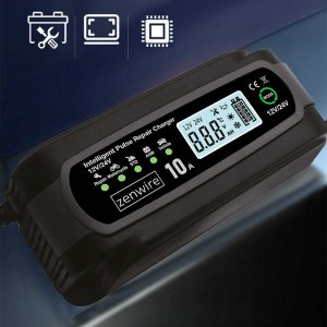 Zenwire Prostownik Ładowarka Akumulatorów Samochodowy z Funkcją Naprawy 12V 24V 10A JMD-10 10