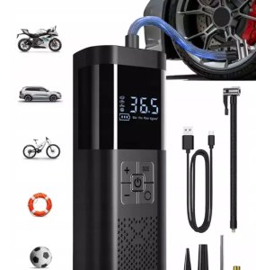 Akumulatorowa pompka elektryczna mini kompresor samochodowy flashlight SOS 2