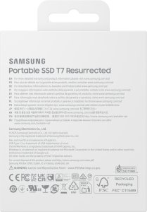 Dysk zewnętrzny SSD Samsung Portable SSD T7 Resurrected 2TB do 1.050 MB/s read+ 1.000 MB/s write Portable Solid State Drive 9