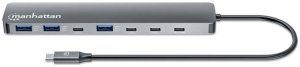 Stacja/replikator Manhattan docking station przewodowa USB 3.2 Gen 2 (3.1 Gen 2) Type-C Szary 5