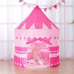 LUXMA Namiot w kształcie zamku z podłogą 135cm różowy dla dzieci 600-28 3