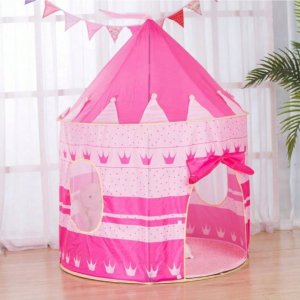 LUXMA Namiot w kształcie zamku z podłogą 135cm różowy dla dzieci 600-28 5