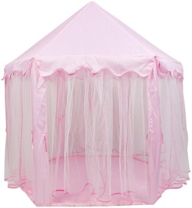 Retoo Namiot zamek pałacowy z podłogą różowy dla dzieci 600-23 2