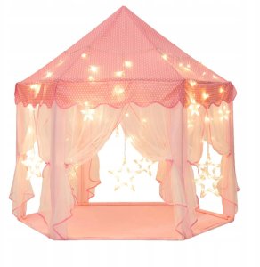 Retoo Namiot zamek pałacowy z podłogą różowy dla dzieci 600-23 8