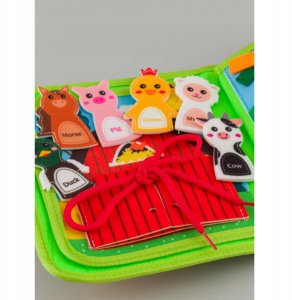 Sensoryczna książeczka dla dzieci farma zwierzątka na rzepy Montessori 4