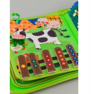 Sensoryczna książeczka dla dzieci farma zwierzątka na rzepy Montessori 6