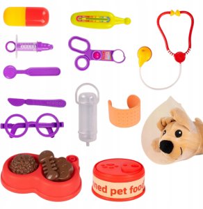 Zestaw Mały Weterynarz - Pluszowy Piesek z Budą i Akcesoriami Lekarskimi 2