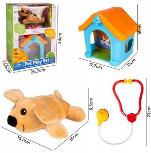 Zestaw Mały Weterynarz - Pluszowy Piesek z Budą i Akcesoriami Lekarskimi 7