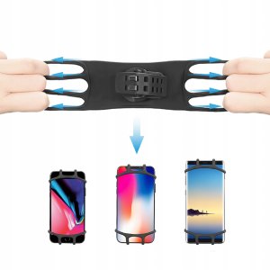 Uchwyt na telefon do roweru obrotowy silikonowy czarny stabilny 12