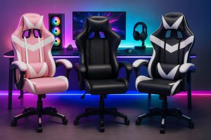 Fotel Mebel Elite Fotel biurowy gamingowy biało-czarny z poduszkami 3