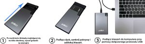 Kieszeń na dysk HDD/SSD 2,5" SATA USB 3.0 USB-C -> USB-A 7