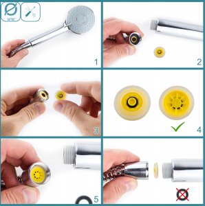 Zestaw prysznicowy Słuchawka natryskowa SOLIDNA Wąż pleciony 150 cm MOCNY 5