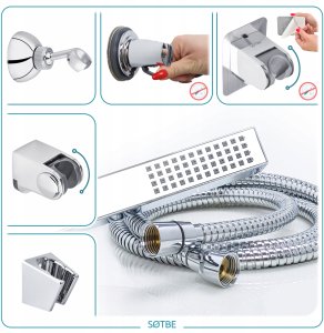 Zestaw prysznicowy Słuchawka natryskowa SOLIDNA Wąż pleciony 150 cm MOCNY 10