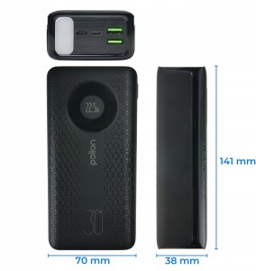 Powerbank 30000mAh 22,5W USB-C USB-A micro-USB LCD PD QC szybkie ładowanie 11