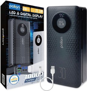 Powerbank 30000mAh 22,5W USB-C USB-A micro-USB LCD PD QC szybkie ładowanie 9