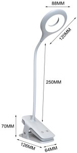 Lampka biurkowa Wozinsky Mini lampka bezprzewodowa LED do czytania z klipsem kablem USB-C 80lm - biała 2