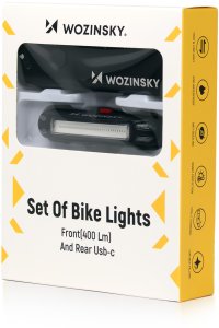 Wozinsky Zestaw lampek rowerowych akumulatorowych przednia tylna 400 lm - czarny 6