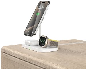 Ładowarka Alogy Ładowarka indukcyjna 3w1 ze stojakiem na smartfon Apple Watch AirPods MagSafe - biała 7