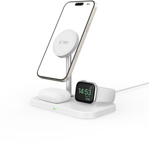 Ładowarka Alogy Ładowarka indukcyjna 3w1 ze stojakiem na smartfon Apple Watch AirPods MagSafe - biała 8